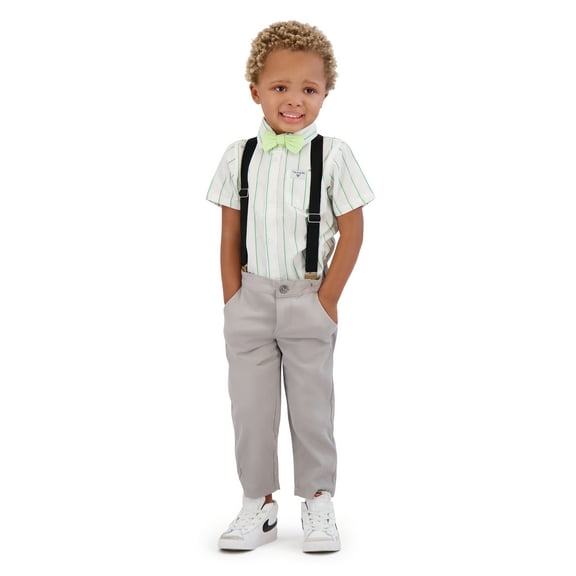 Tahari Toddler Boy Green Bow Tie & Suspender Pant Set, Size 2T-4T