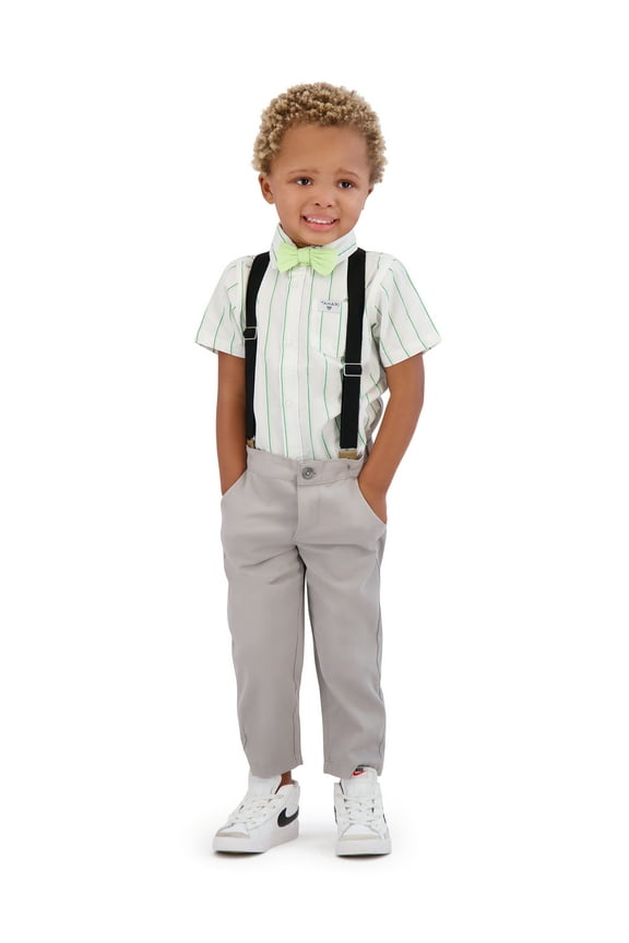 Toddler Boy Green Bow Tie & Suspender Pant Set, Size 2T-4T
