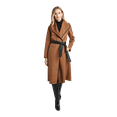thumbnail image 1 of Tahari ASL Women's Faux Leather Trim Belted Wrap Coat Brown Size M, 1 of 3