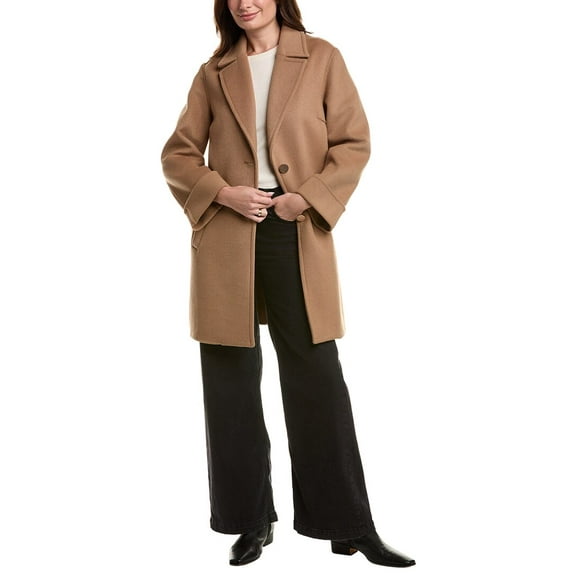 Tahari womens  Double Face Wool-Blend Coat, l, Brown