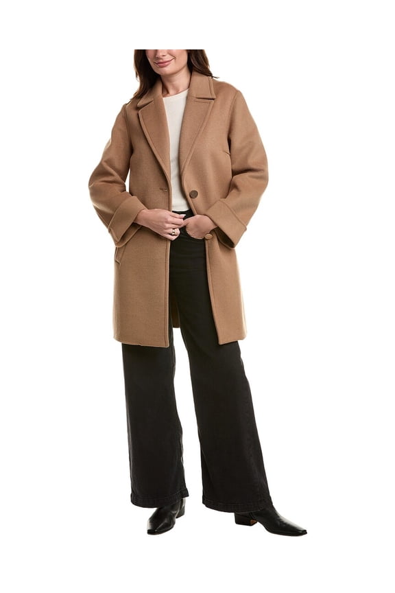womens  Double Face Wool-Blend Coat, m, Brown