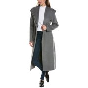 TAHARI Women's Elliot Slim Fit Wool Blend Wrap Coat, Ash, L