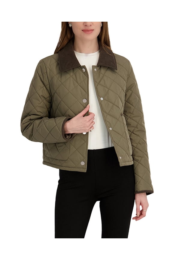 womens Haly Short Quilted Jacket, XL, Green