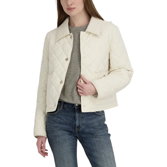 Tahari womens Haly Short Quilted Jacket, m, White