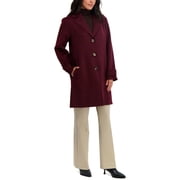 TAHARI Women's Mari Relax Fit Double-Faced Soft Wool Topper Coat w/ Front Buttons, Cherry, XL