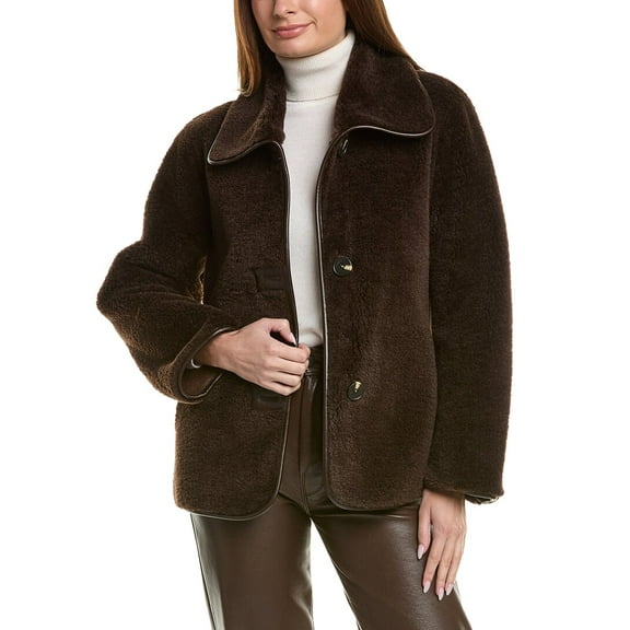 Tahari womens  Reversible Kai Faux Fur Coat, l, Brown