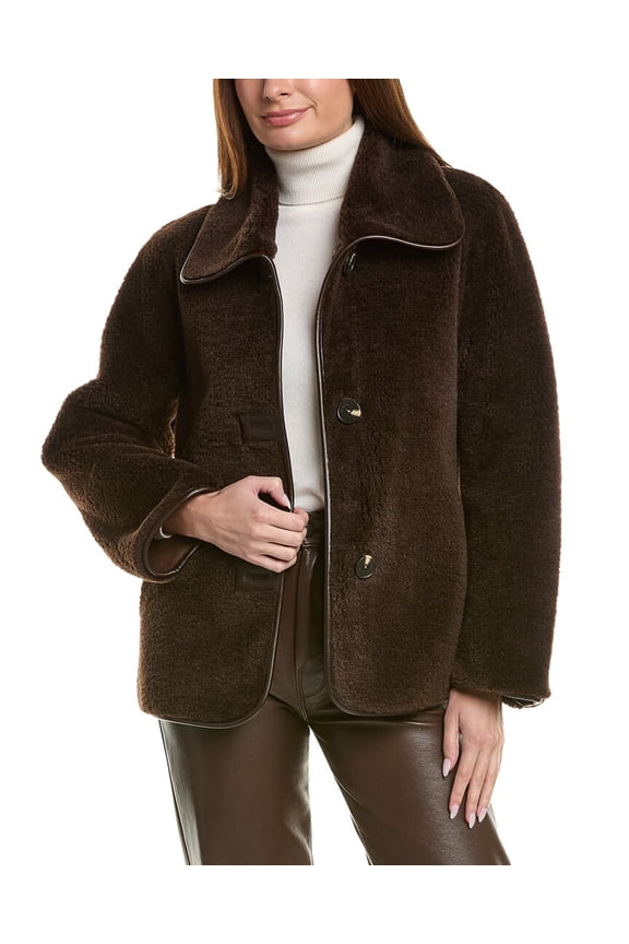 womens Reversible Kai Faux Fur Coat, xs, Brown