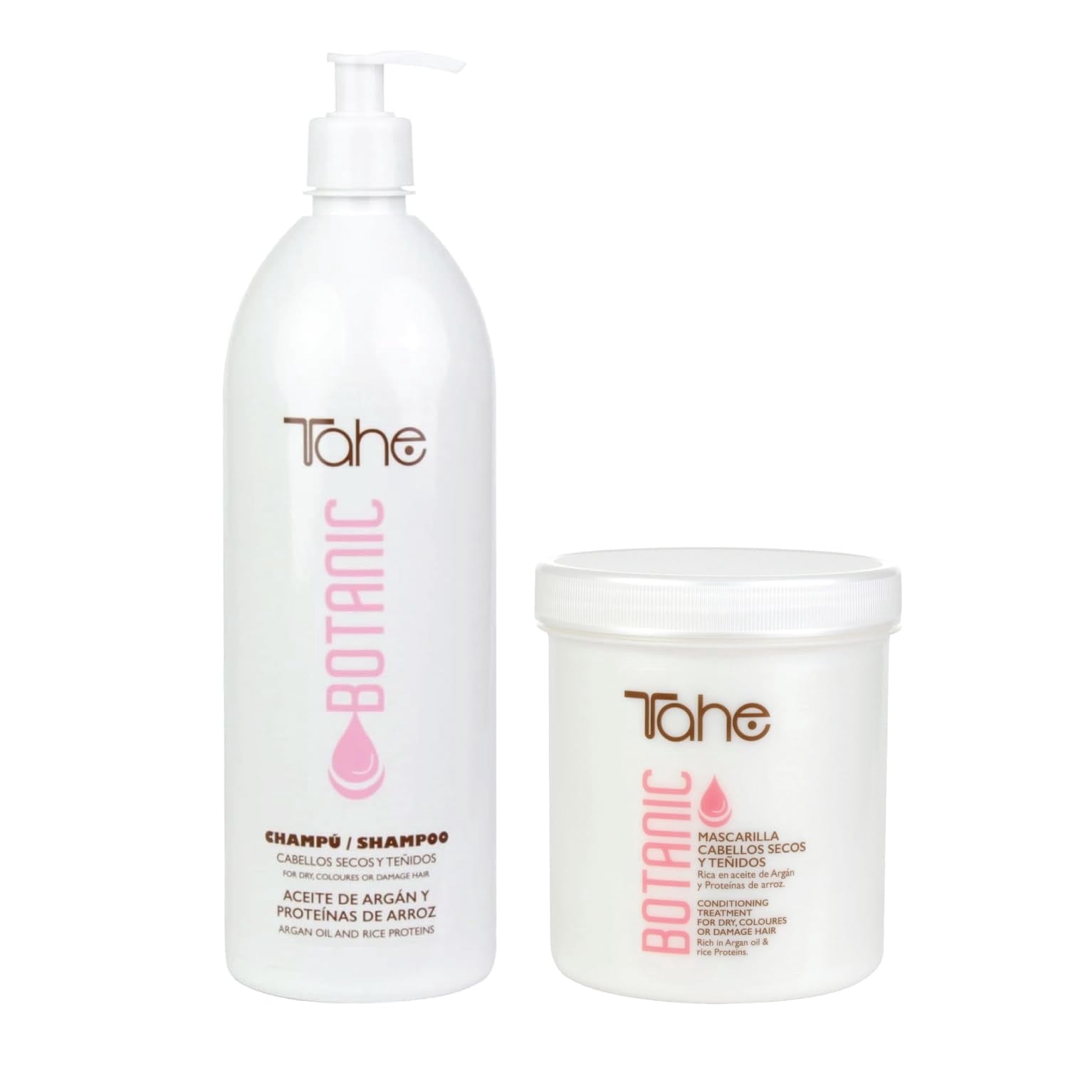 Tahe Botanic Hair Care Set - Shampoo 1000ml + Hair Mask 700ml for Dry & Color-Treated Hair