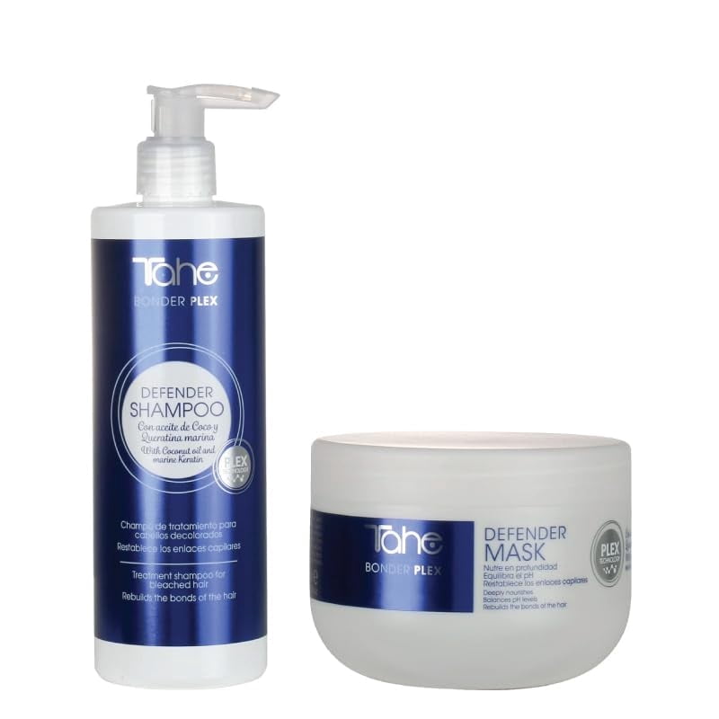 Tahe Defender Kit - Shampoo 400ml + Mask 300ml For Blonde Hair, With Coconut Oil and Marine Keratin