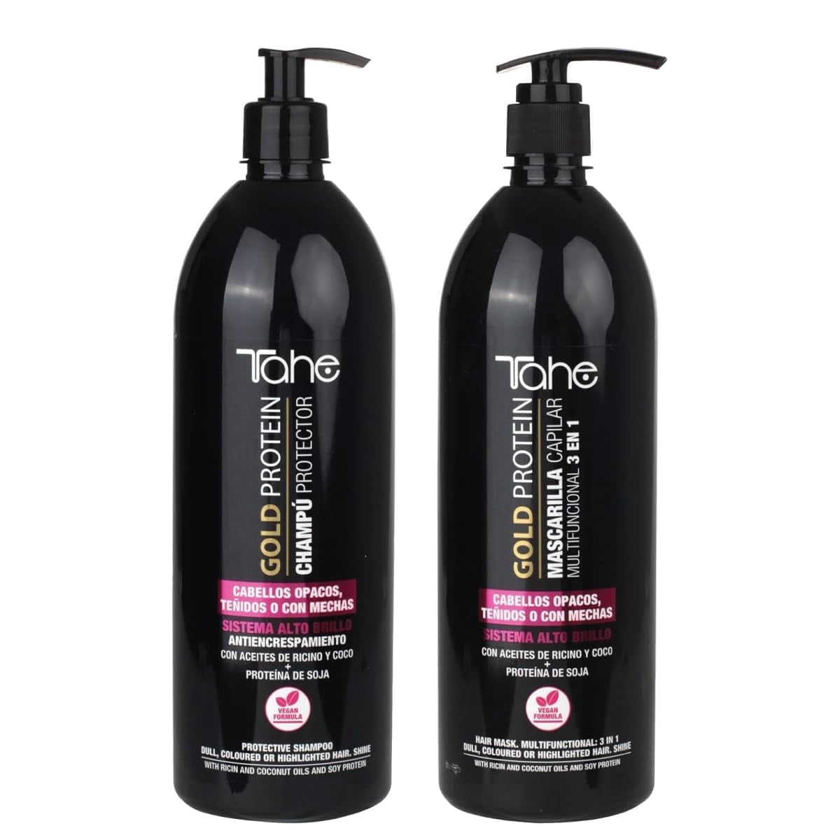 Tahe Gold Protein For Colored Hair kit - Shampoo 1000ml + Mask 1000ml - Color Protection & Shine