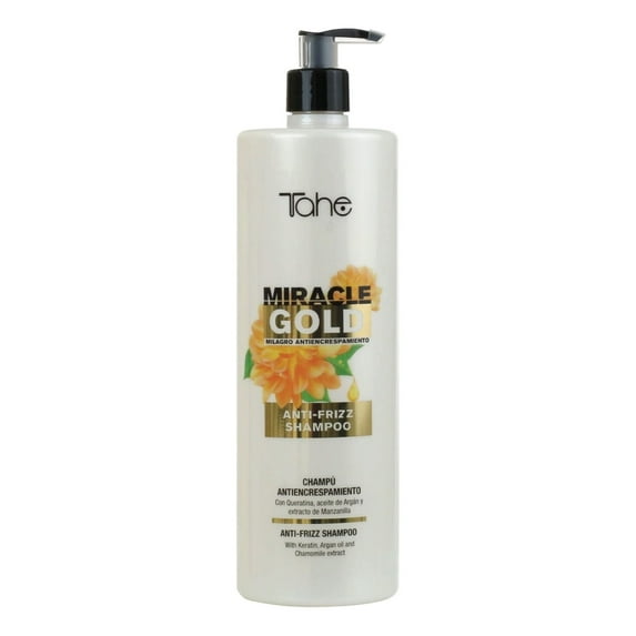 Tahe Miracle Gold Anti-Frizz Shampoo with Keratin, Argan Oil, and Chamomile Extract, 1000 ml