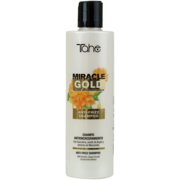 Tahe Miracle Gold Anti-Frizz Shampoo with Keratin, Argan Oil, and Chamomile Extract, 300ml