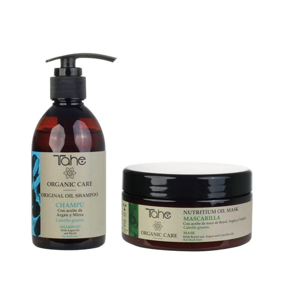 Tahe Organic Care Kit - Original Oil Shampoo 300ml & Nutritium Oil Mask 300ml with Argan, Myrrh & Brazil Nut Oil for Hydration and Repair