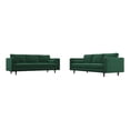 thumbnail image 1 of Tahir Mid-Century Pillow Back Velvet Sofa Set in Green, 1 of 9