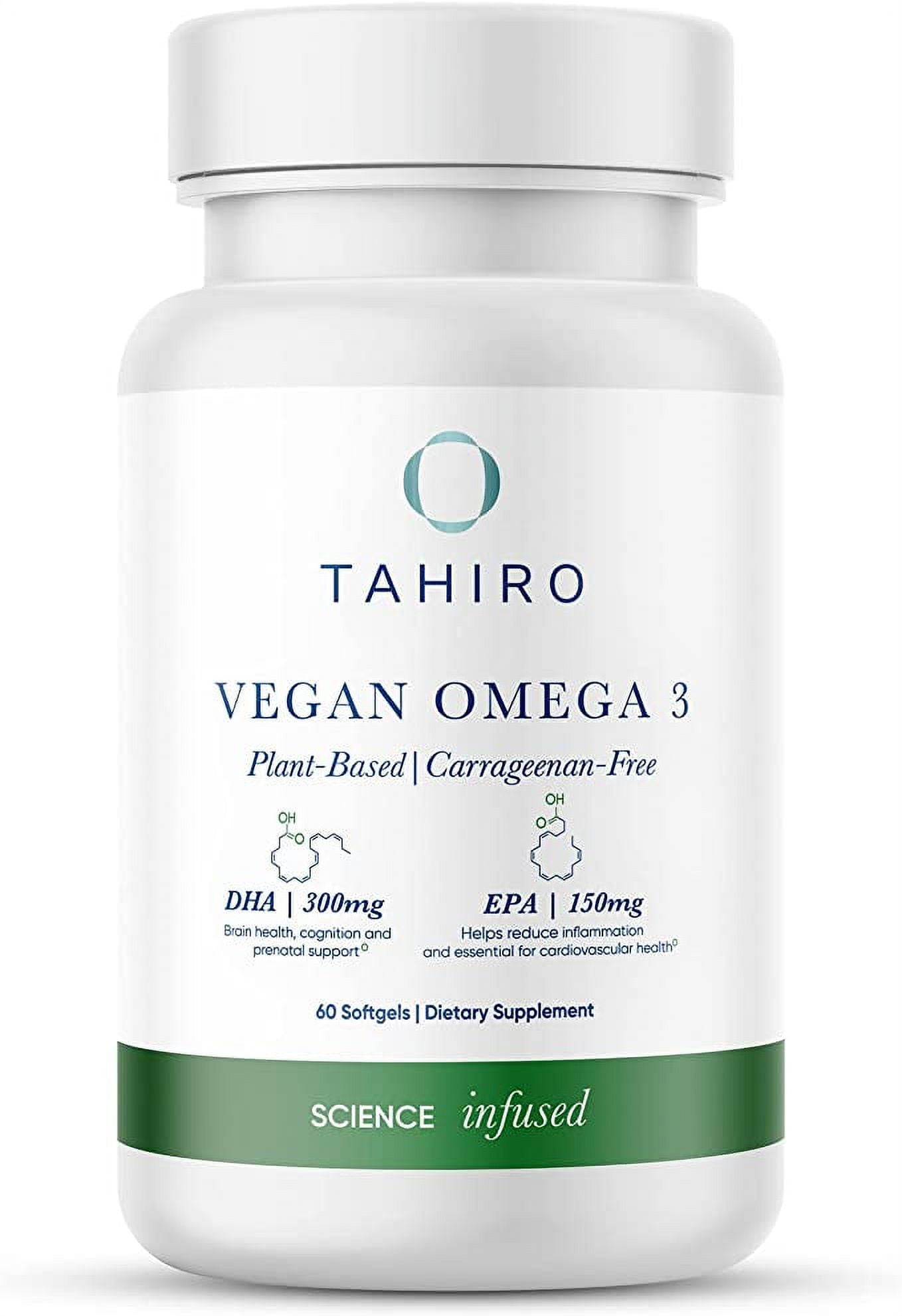 Tahiro Vegan Omega3 Softgels. Serving Size 1000mg Includes DPA , DHA & EPA Plant Based
