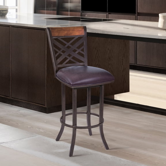 Tahiti 30" Barstool in Auburn Bay finish with Brown Pu upholstery