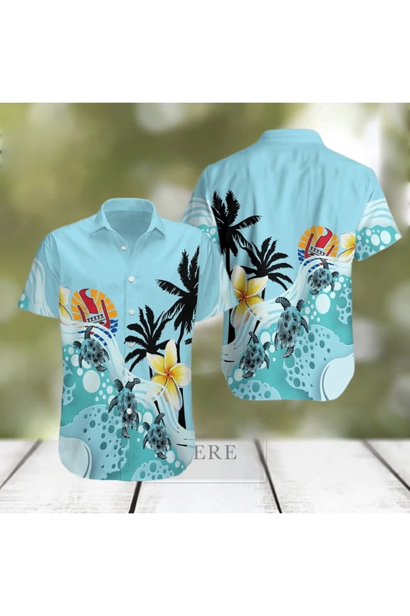 Tahiti Blue Turtle Hibiscus Hawaiian Shirt Unisex Adult Hw4024 hawaiian shirt