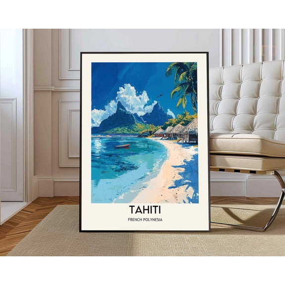 Tahiti French Polynesia Island Map Wall Art Travel Photo Print Unframed Paper Print