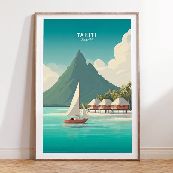 Tahiti French Polynesia Tropical Island Wall Art Unframed Paper Print