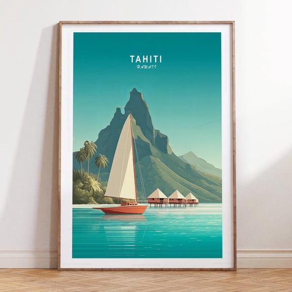Tahiti French Polynesia Tropical Island Wall Art Unframed Paper Print