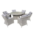 thumbnail image 1 of Tahiti Patio Dining Set 7-Piece Outdoor Furniture Sets Outdoor Patio Furniture Conversation Set with Dining Chairs and Round Patio Dining Table Set with Cushions Patio Set Chairs for Outside, Grey, 1 of 1