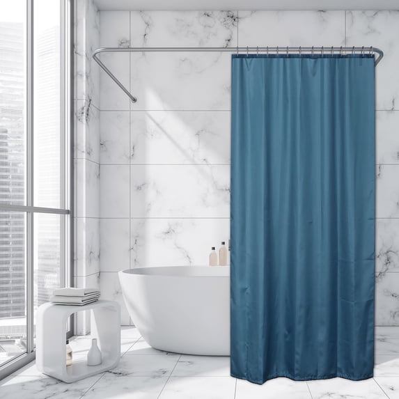 Tahitian Blue Extra Long Shower Curtain Polyester 12 Rings 79"L x 71"W