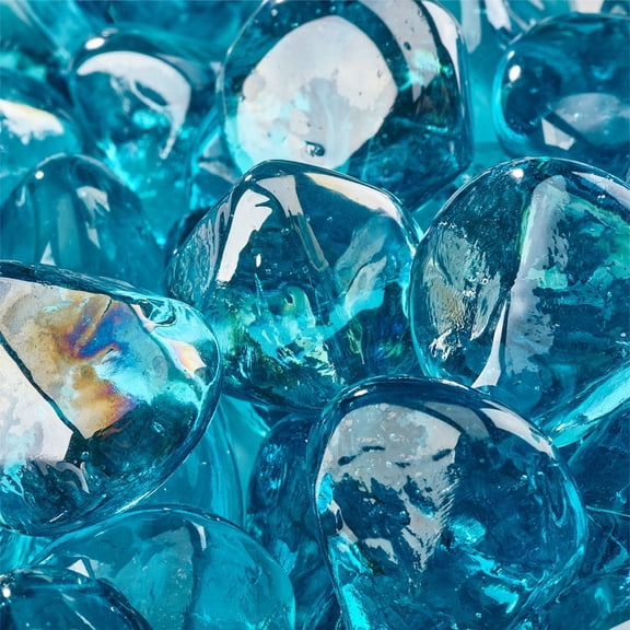 Tahitian Blue Fire Pit Glass Diamonds | 1", 10 lbs