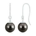 thumbnail image 1 of Rosec Jewels Tahitian Pearl Drop Earrings with Moissanite for Women (AAA Quality, 8 mm), 10K White Gold, 1 of 8