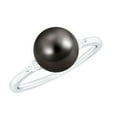 thumbnail image 1 of Rosec Jewels Natural Tahitian Pearl Engagement Ring for Women - Solitaire Black Pearl Ring - 10 mm - AAA Grade - with Jewelry Box, 925 Sterling Silver, US 4.00, 1 of 7