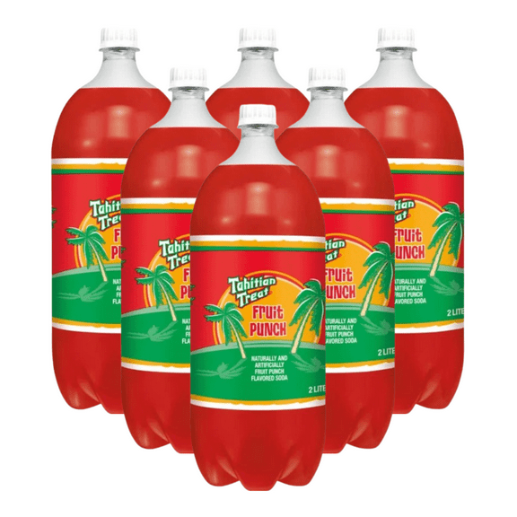 Tahitian Treat Fruit Punch Soda, 2 Liter Bottles, 6 Pack Bold Tropical Punch Flavored Soft Drink