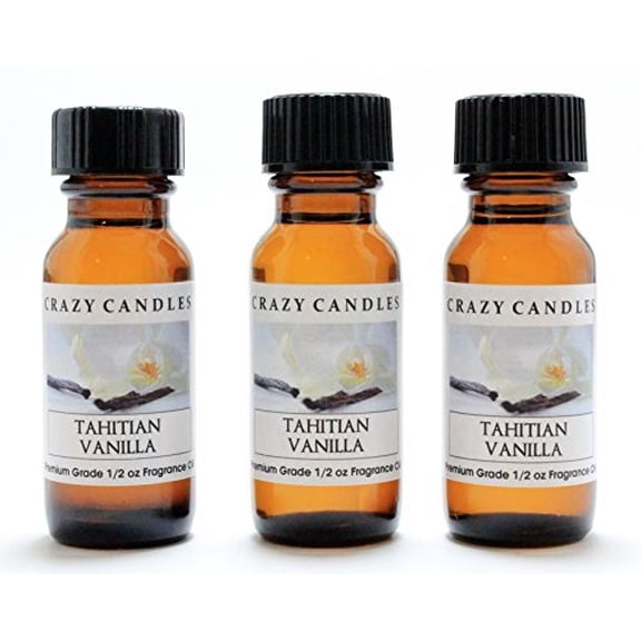 Tahitian Vanilla 3 Bottles 1/2 FL Oz Each 15ml Premium Grade Scented Fragrance Oil by Crazy Candles