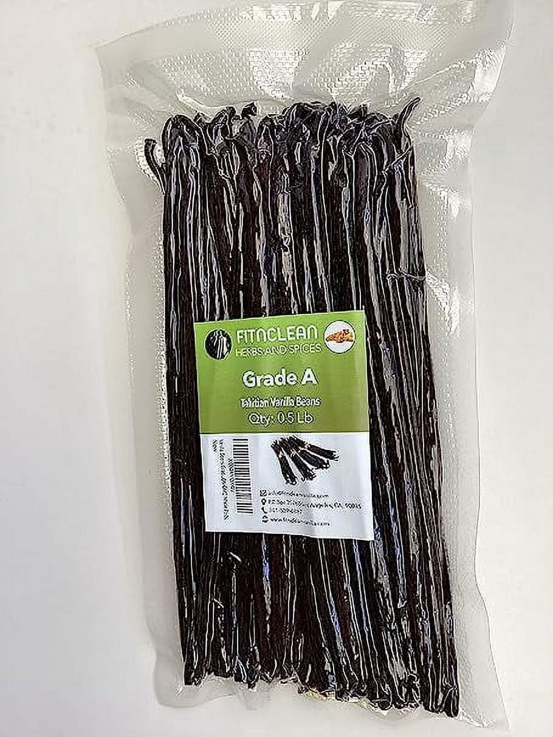 Tahitian Vanilla Beans Grade A for Making Extract, Cooking and Baking. NON-GMO, Fresh 6"-7" Bulk (1/2lb), 0.5 Pound (.5lb), 8oz by FITNCLEAN VANILLA