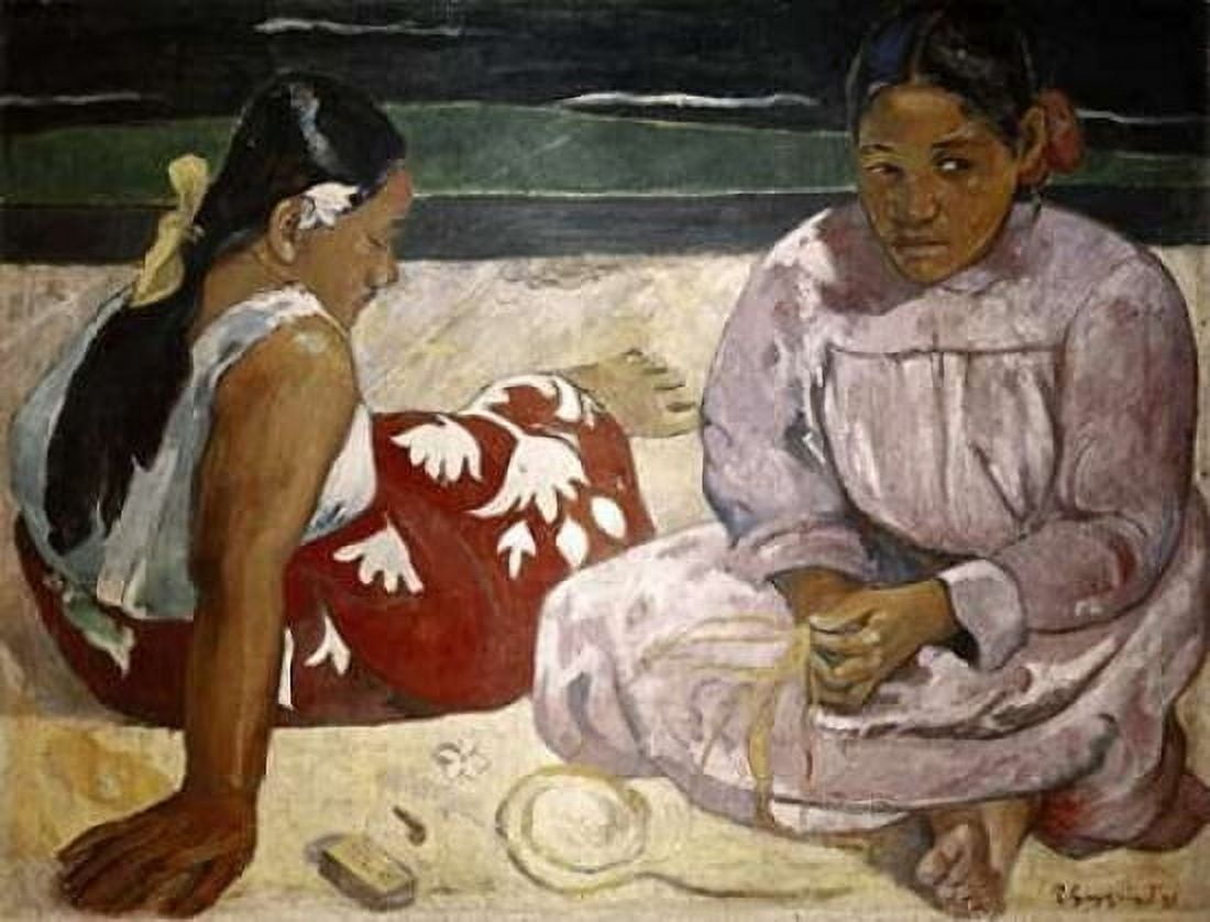 Tahitian Women - On The Beach Canvas Art - Paul Gauguin (22 x 28)