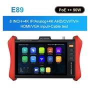 Tahlitech 8 IPC Tester Monitor 4K H.265 IP 8MP AHD/TVI/CVI CCTV Camera Tester POE++ 90W SFP & VGA Input Cable Teste ,Video Surveillance Testing