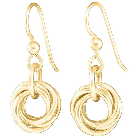 Tahmi Gold Love Knot French Wire Dangle Earrings 14kt Gold Filled Dainty Circle Earrings for Women