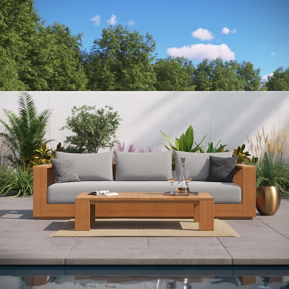 Tahoe 2-Piece Sofa and Coffee Table Set in Natural Light Gray