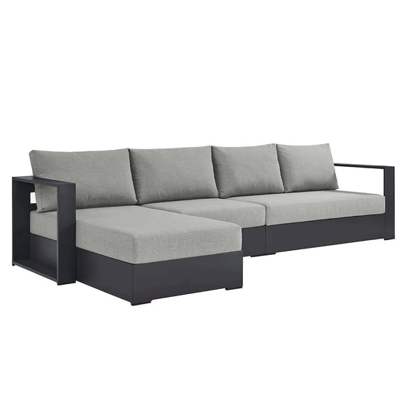 Tahoe 3-Piece Left-Facing Chaise Sectional Sofa Set in Gray Gray