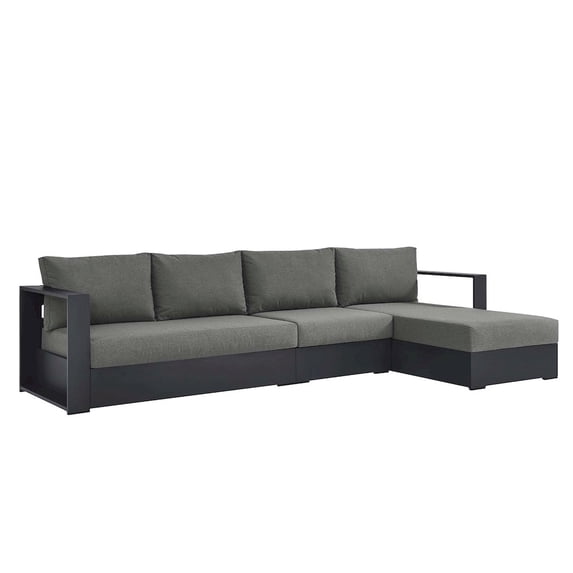 Tahoe 3-Piece Right-Facing Chaise Sectional Sofa Set in Gray Charcoal