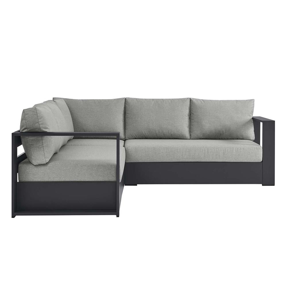Tahoe Gray Aluminum Outdoor Sectional Sofa with Cushions