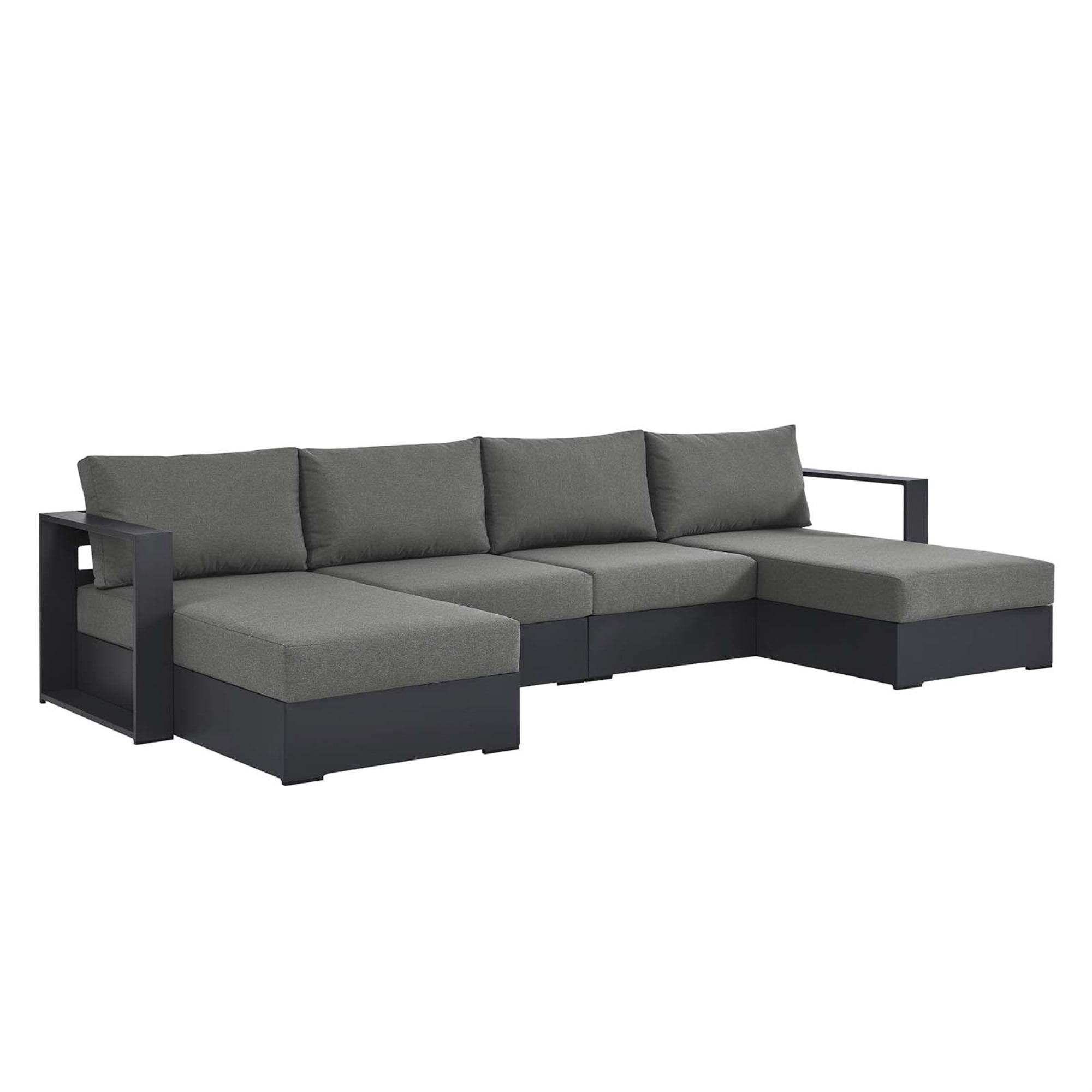 Tahoe Charcoal Gray Aluminum Outdoor Patio Sectional Sofa Set