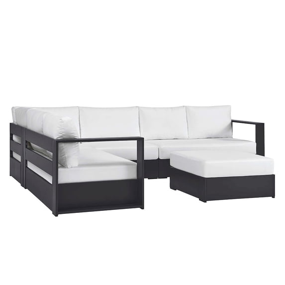 Modway Tahoe Aluminum Outdoor 5-Piece Sectional Sofa Set in Gray White