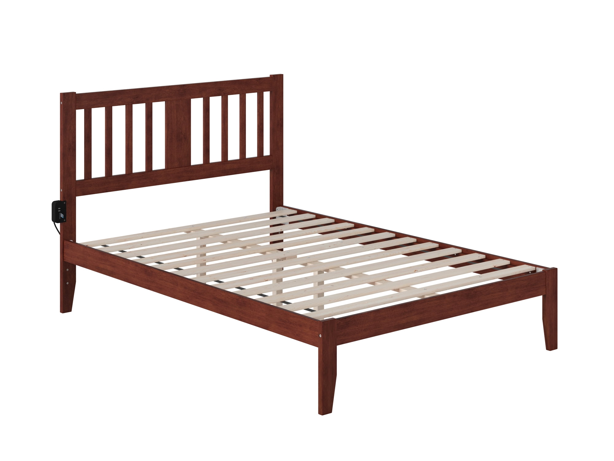 Tahoe Classic Walnut Mission-Inspired Full Bed with USB Charger
