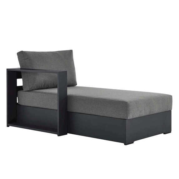 Modway Tahoe Outdoor Patio Powder-Coated Aluminum Modular Left-Facing Chaise Lounge in Gray Charcoal