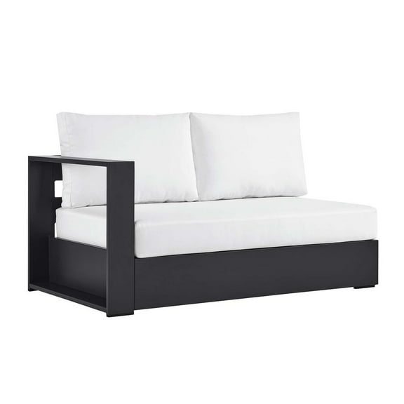 Modway Tahoe Outdoor Patio Powder-Coated Aluminum Modular Left-Facing Loveseat in Gray White