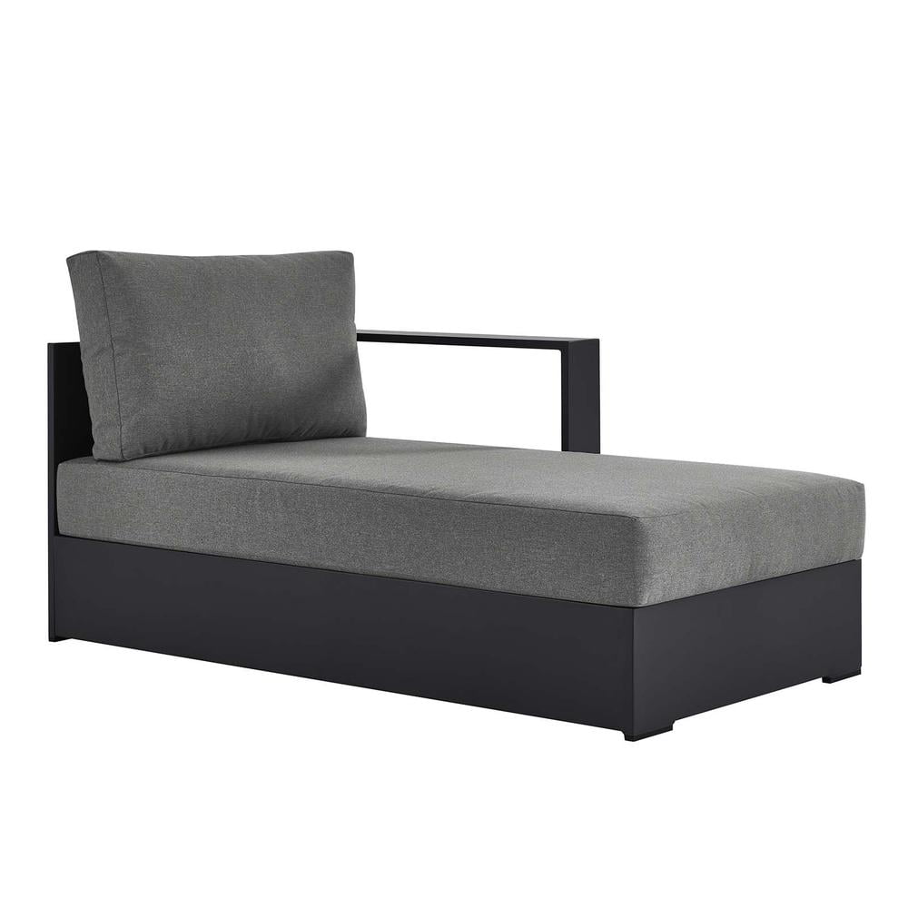Gray Charcoal Aluminum Outdoor Left Arm Chaise Lounger