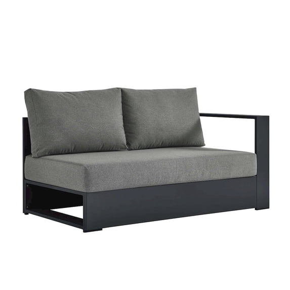 Modway Tahoe Outdoor Patio Powder-Coated Aluminum Modular Right-Facing Loveseat in Gray Charcoal