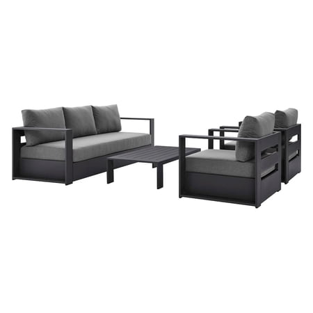 Modway Tahoe 4-Piece Outdoor Patio Powder-Coated Aluminum Set