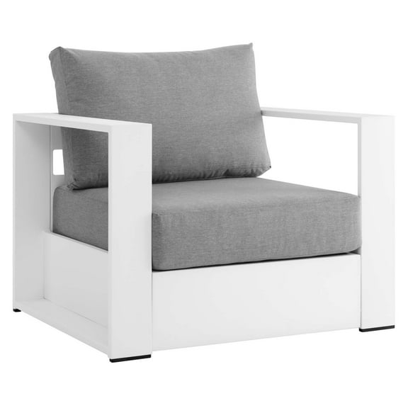 Tahoe Outdoor Patio Powder-Coated Aluminum Armchair White Gray