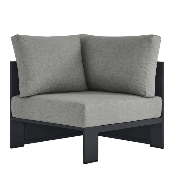 Tahoe Outdoor Patio Powder-Coated Aluminum Modular Corner Chair in Gray Gray