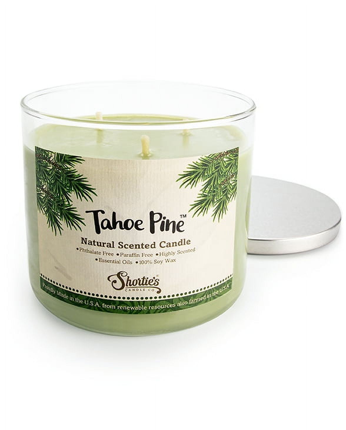 Tahoe Pine Scented 3 Wick Candle - All Natural - Made with 100% Responsibly Sourced Soy and Essential Fragrance Oils - Phthalate & Paraffin Free, Vegan, Non-Toxic
